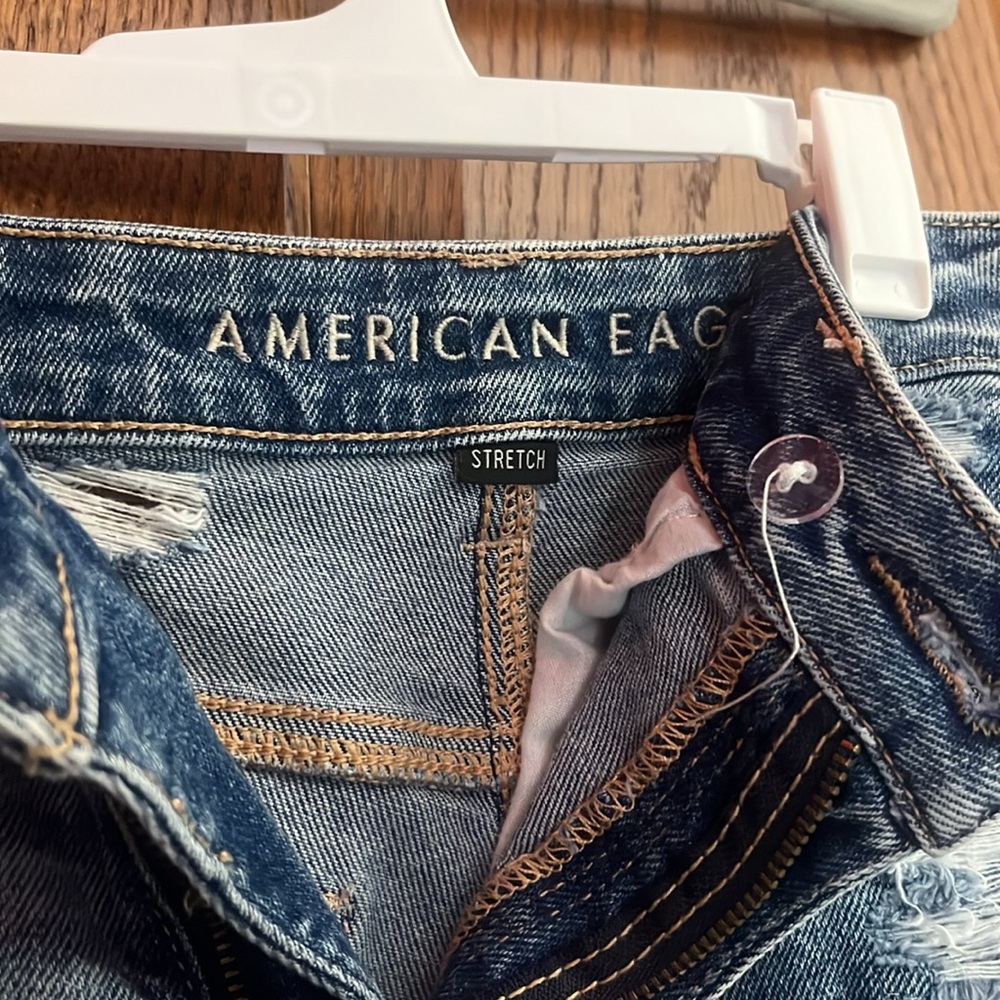 American Eagle Outfitters Blue Jean Shorts Distressed Cuffed - Picture 2 of 4
